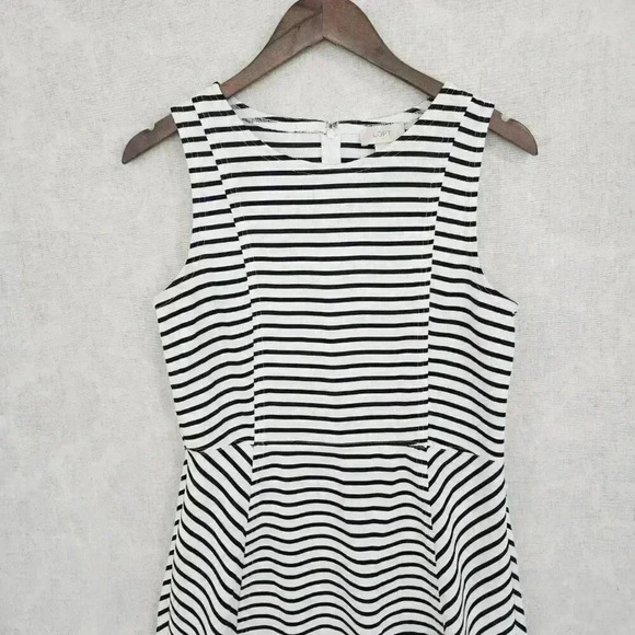 Loft Fit & Flare Striped Knee Dress Size 8 Sleeveless 3541P - Picture 3 of 8